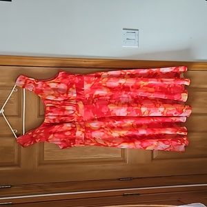 Dressbarn Woman's Size 20 Vibrant Floral Sleeveless Scoop Neck Flare Dress